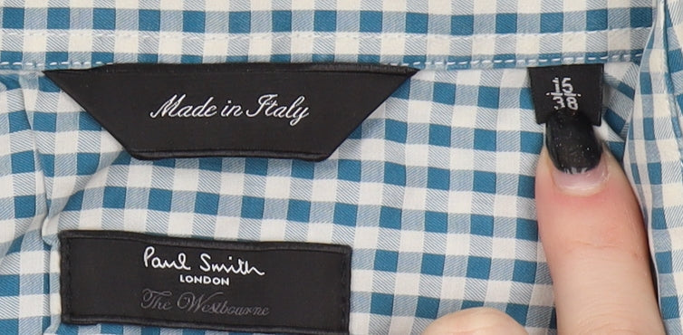 Paul Smith Men's Blue Check Button-Up Shirt, Size 15