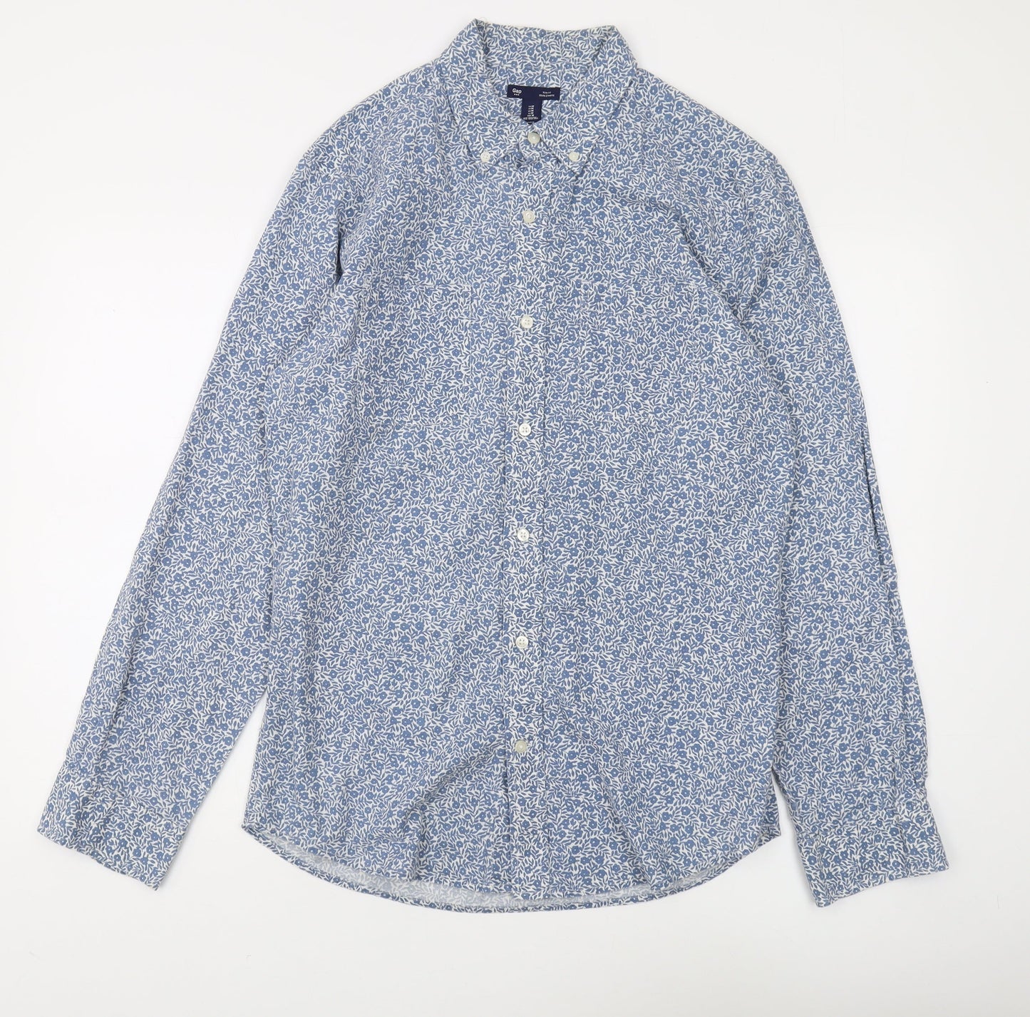 Gap Men's Blue Slim Fit Floral Button-Up Shirt M