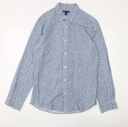 Gap Men's Blue Slim Fit Floral Button-Up Shirt M