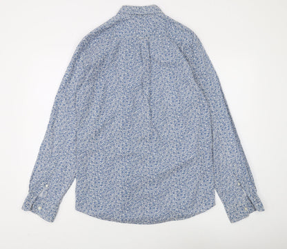 Gap Men's Blue Slim Fit Floral Button-Up Shirt M