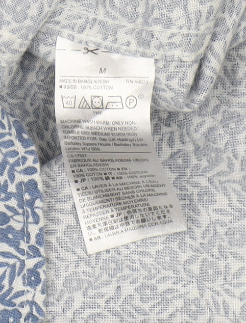 Gap Men's Blue Slim Fit Floral Button-Up Shirt M