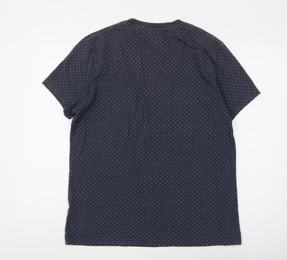 Jack Wills Men's Blue Polka Dot Crew Neck Tee L