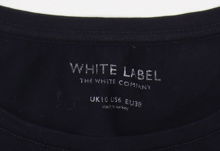 Womens UK Size 10 White Label Black Basic T-Shirt
