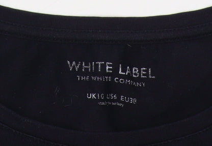 Womens UK Size 10 White Label Black Basic T-Shirt