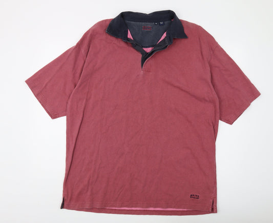 Maine New England Men's XL Red Cotton Polo Shirt