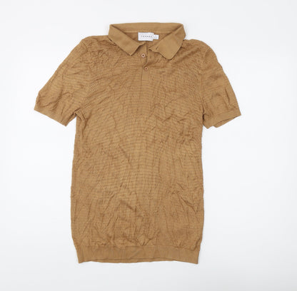 Topman Men's Brown Polo Shirt, Size S, Short Sleeve