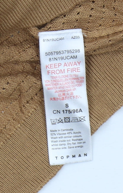 Topman Men's Brown Polo Shirt, Size S, Short Sleeve