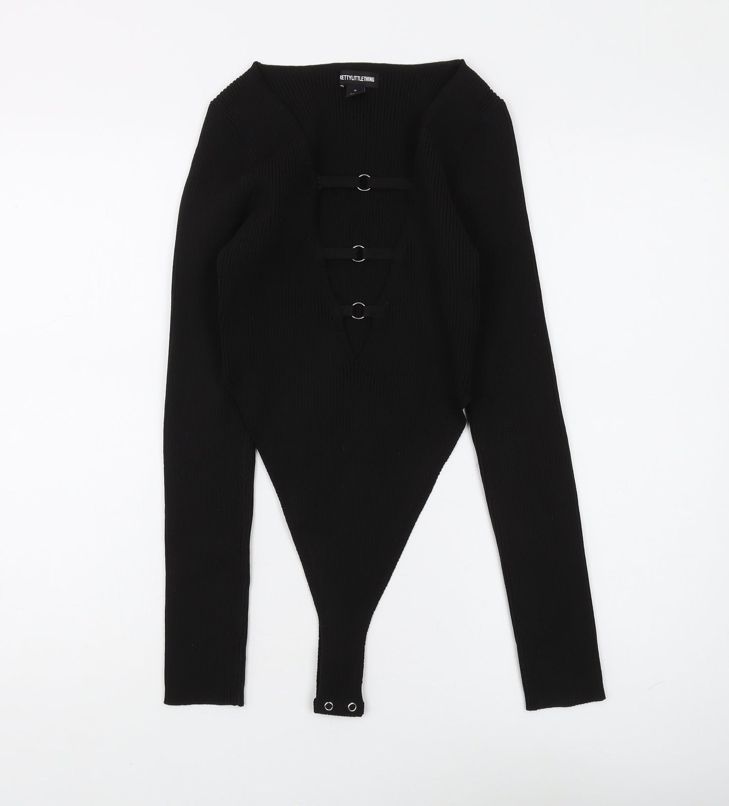 PrettyLittleThing Black Bodysuit, Women, M, Casual Stretch