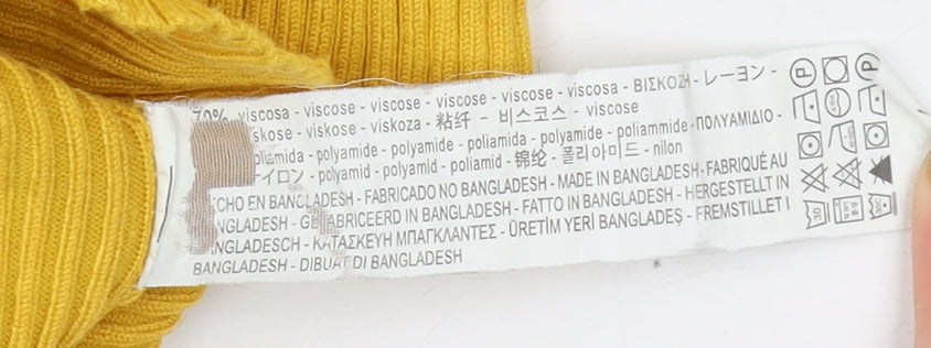 Womens UK Size 8 Bershka Yellow Pullover Jumper