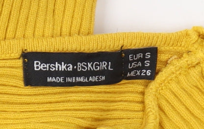 Womens UK Size 8 Bershka Yellow Pullover Jumper