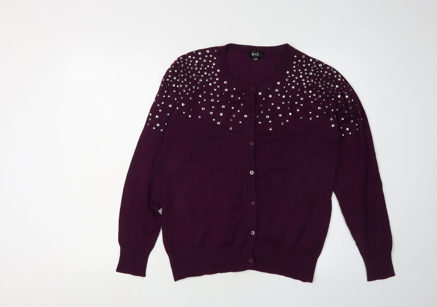 Womens UK Size S Image Purple Cardigan Jumper
