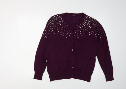 Womens UK Size S Image Purple Cardigan Jumper