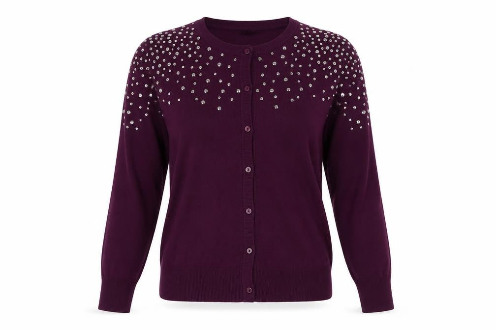 Womens UK Size S Image Purple Cardigan Jumper