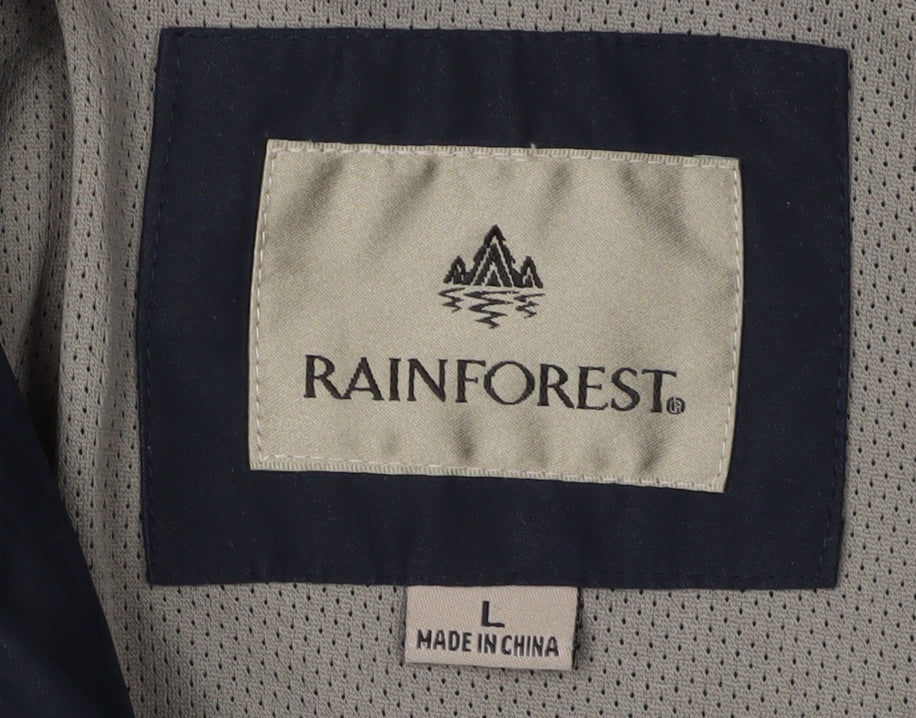 Mens UK Size L Rainforest Black Windbreaker Coat