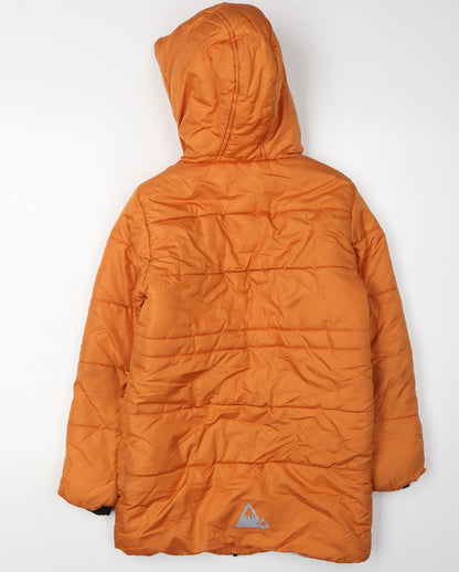 John Lewis Boys Orange Puffer Jacket, Age 10, Winter Hooded