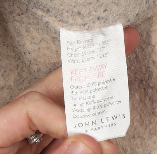 John Lewis Boys Orange Puffer Jacket, Age 10, Winter Hooded