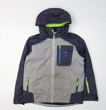 46 N Boys Grey Puffer Jacket with Hood, Size 15 Years