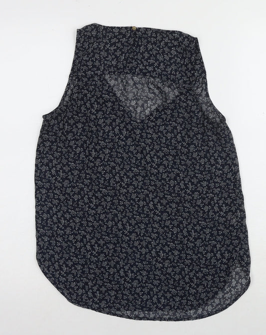 Ann Taylor Women's Blue Floral Sleeveless Blouse XS