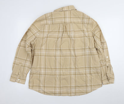 Lands' End Men Beige Plaid Casual Shirt XL