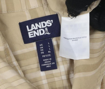 Lands' End Men Beige Plaid Casual Shirt XL