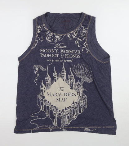 Womens UK Size 10-12 Harry Potter Blue Basic Tank