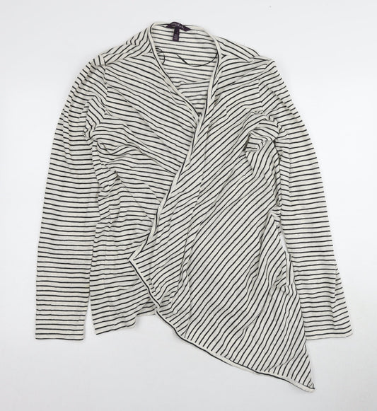 Long Tall Sally Women's White Striped Cardigan L
