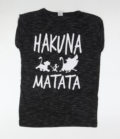 Unisex Adults UK Size 8 Disney Black  T-Shirt