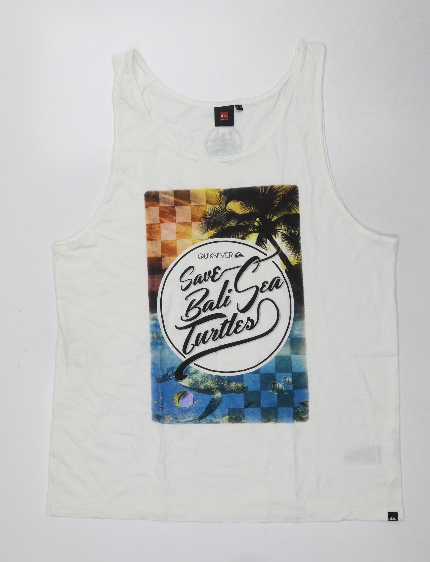 Quiksilver Men's White 2XL Sleeveless Beach T-Shirt