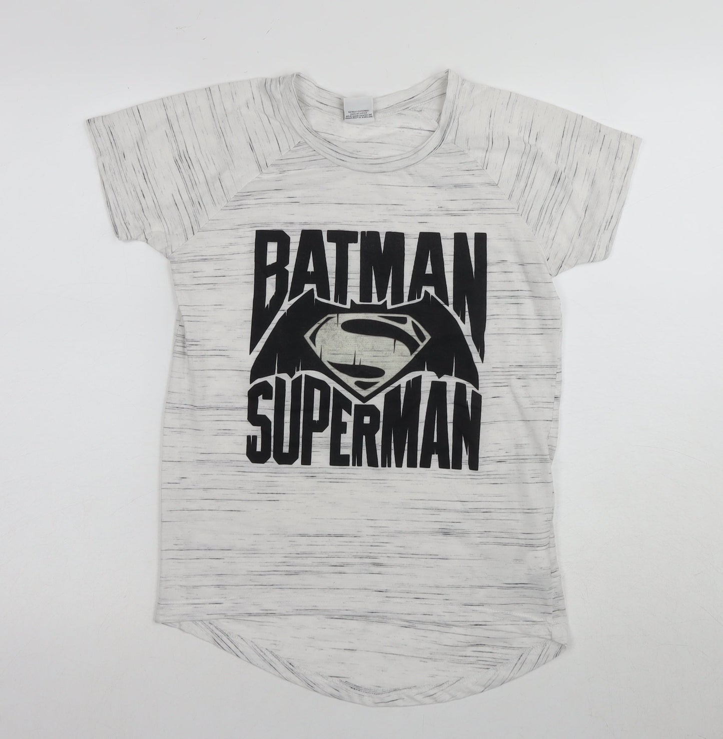 Womens UK Size 8 Batman White Basic T-Shirt