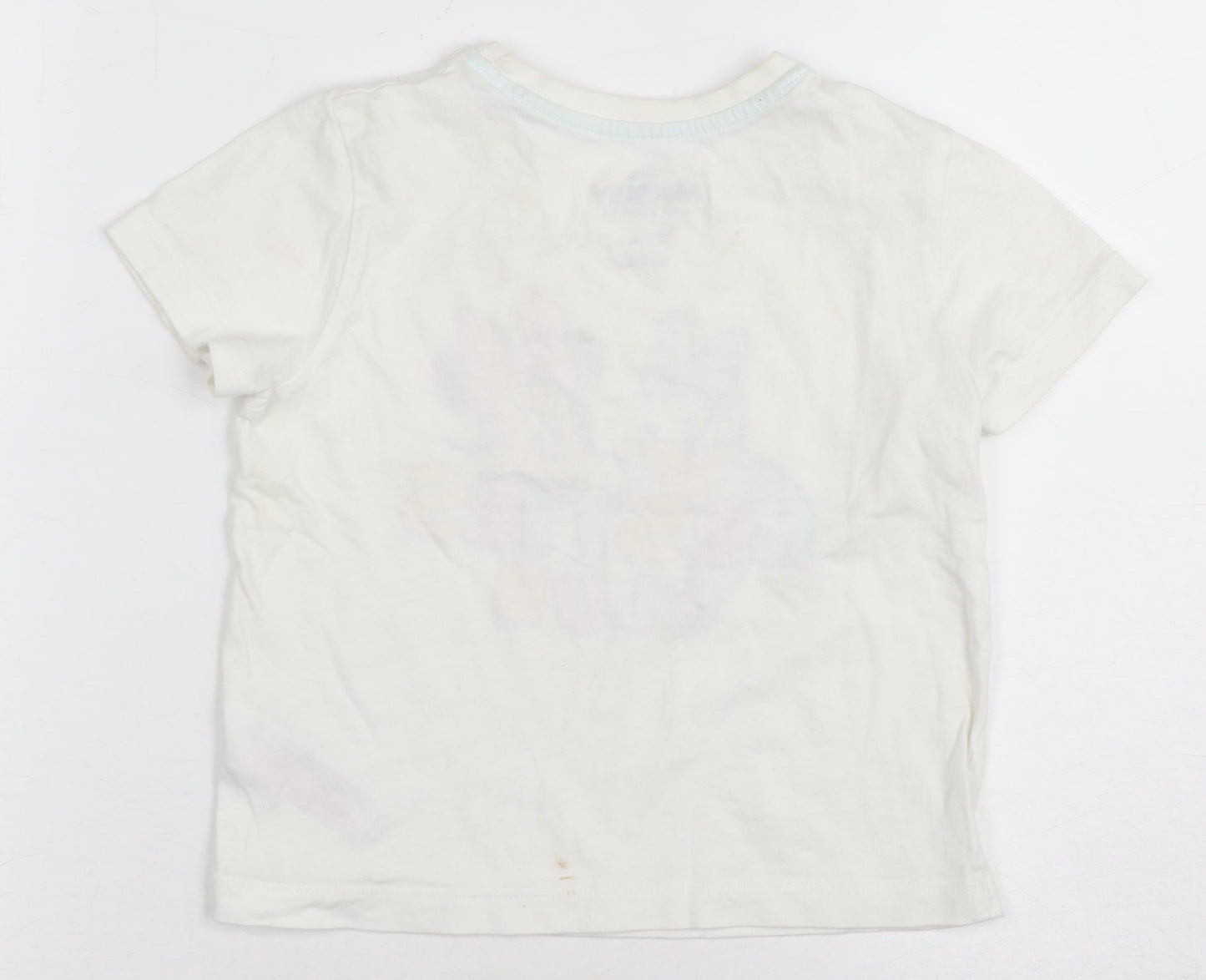 Disney Girls White Graphic Print T-Shirt, 3-4 Years, Casual Wear