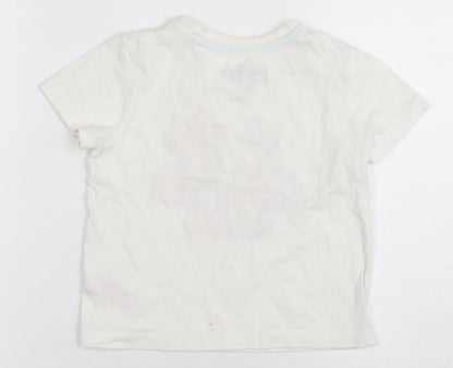 Disney Girls White Graphic Print T-Shirt, 3-4 Years, Casual Wear