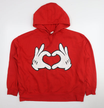 Unisex Adults UK Size L Disney Red Pullover Hoodie