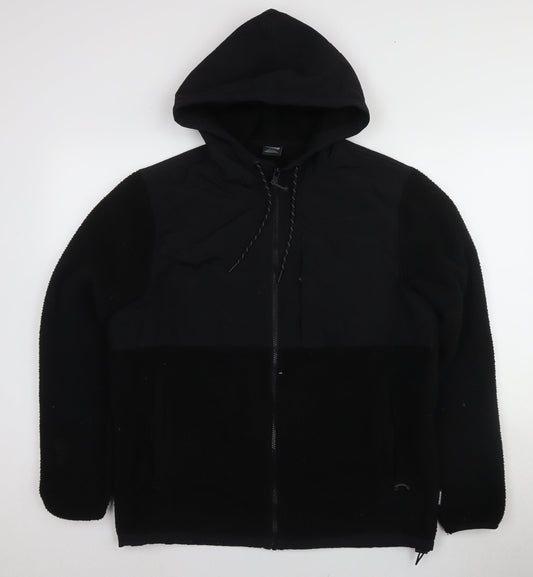 American Eagle Men's Black Hooded Jacket M