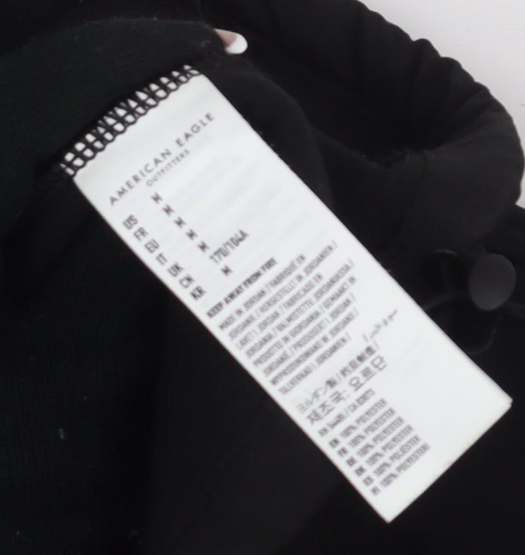 American Eagle Men's Black Hooded Jacket M