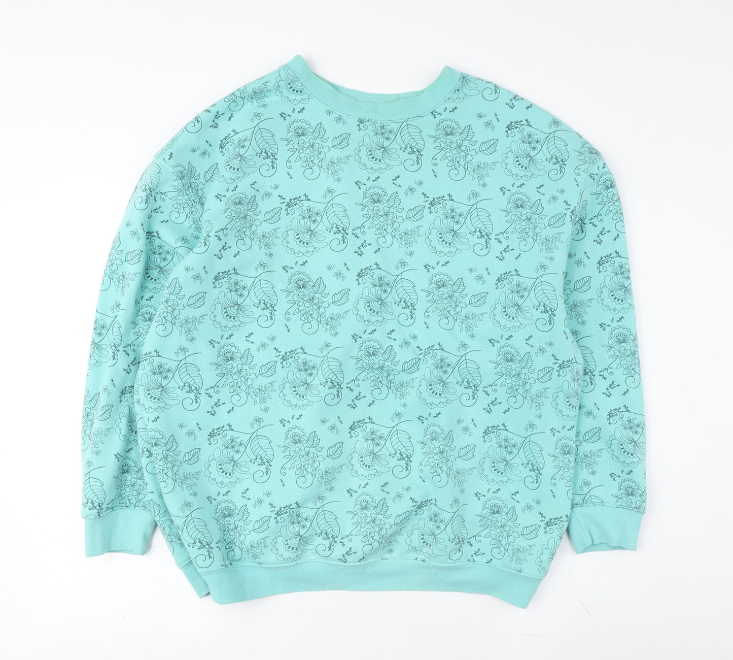 Damart Women’s Blue Floral Pullover Sweatshirt, Size M