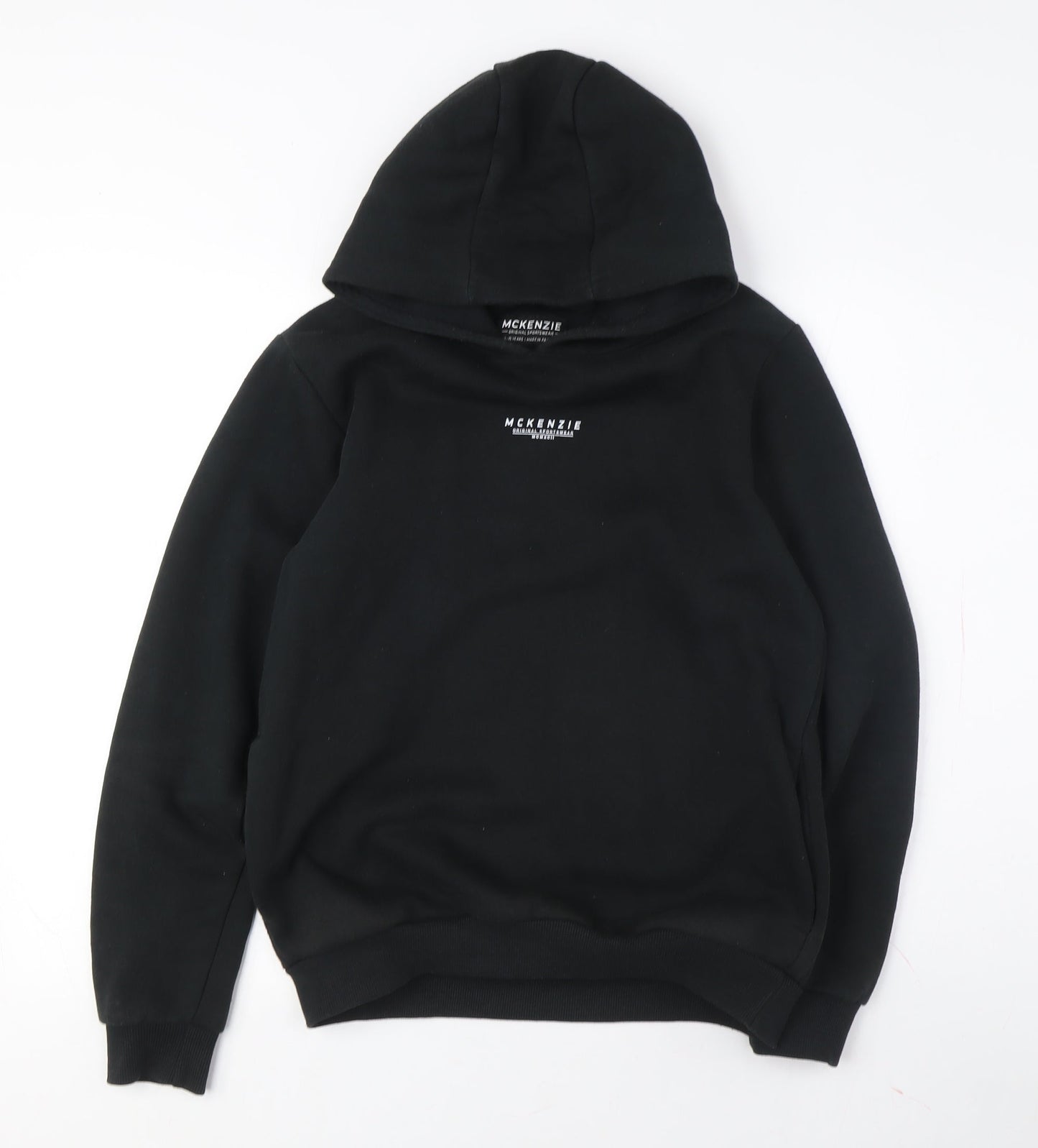 McKenzie Boys Black Hoodie 13-14 Years Pullover Logo Design