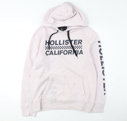 Hollister Unisex Ivory Hoodie M - Graphic Logo Casual