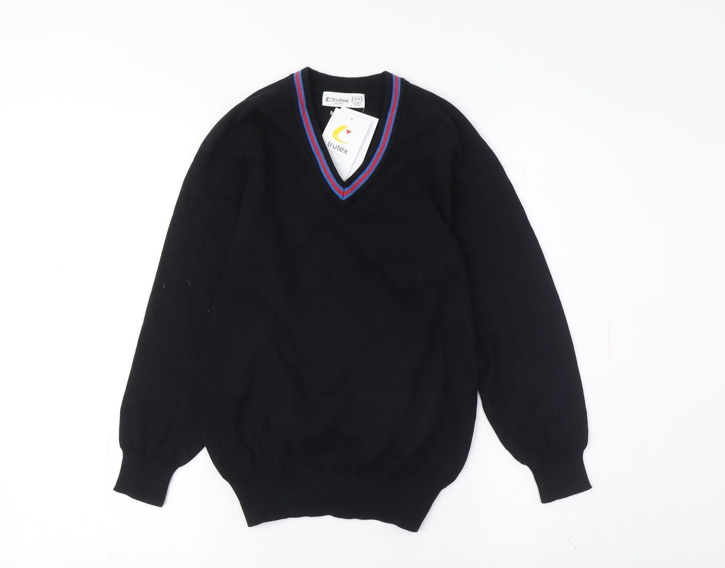 Trutex Boys Black V-Neck School Jumper, 9-10 Years, Cotton