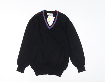 Trutex Boys Black V-Neck School Jumper, 9-10 Years, Cotton