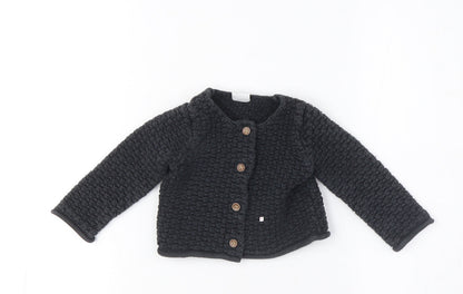 GAP Unisex Kids Black Cardigan, 6-12 Months, Autumn/Winter