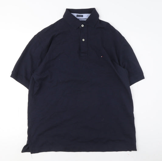Tommy Hilfiger Men's Blue Polo M Short Sleeve Cotton