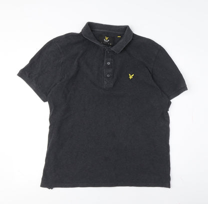 Lyle & Scott Men's Black Collared Polo Shirt M Solid Casual