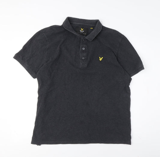 Lyle & Scott Men's Black Collared Polo Shirt M Solid Casual