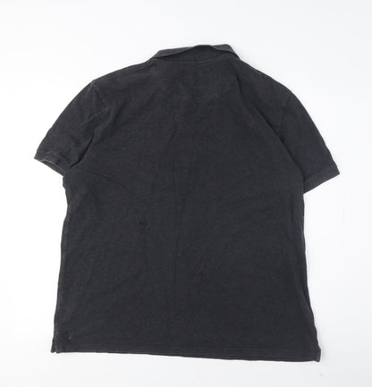 Lyle & Scott Men's Black Collared Polo Shirt M Solid Casual