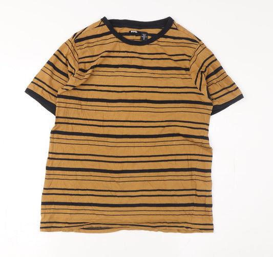 BDG Unisex Brown Striped Ringer T-Shirt, Medium