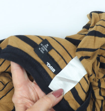 BDG Unisex Brown Striped Ringer T-Shirt, Medium