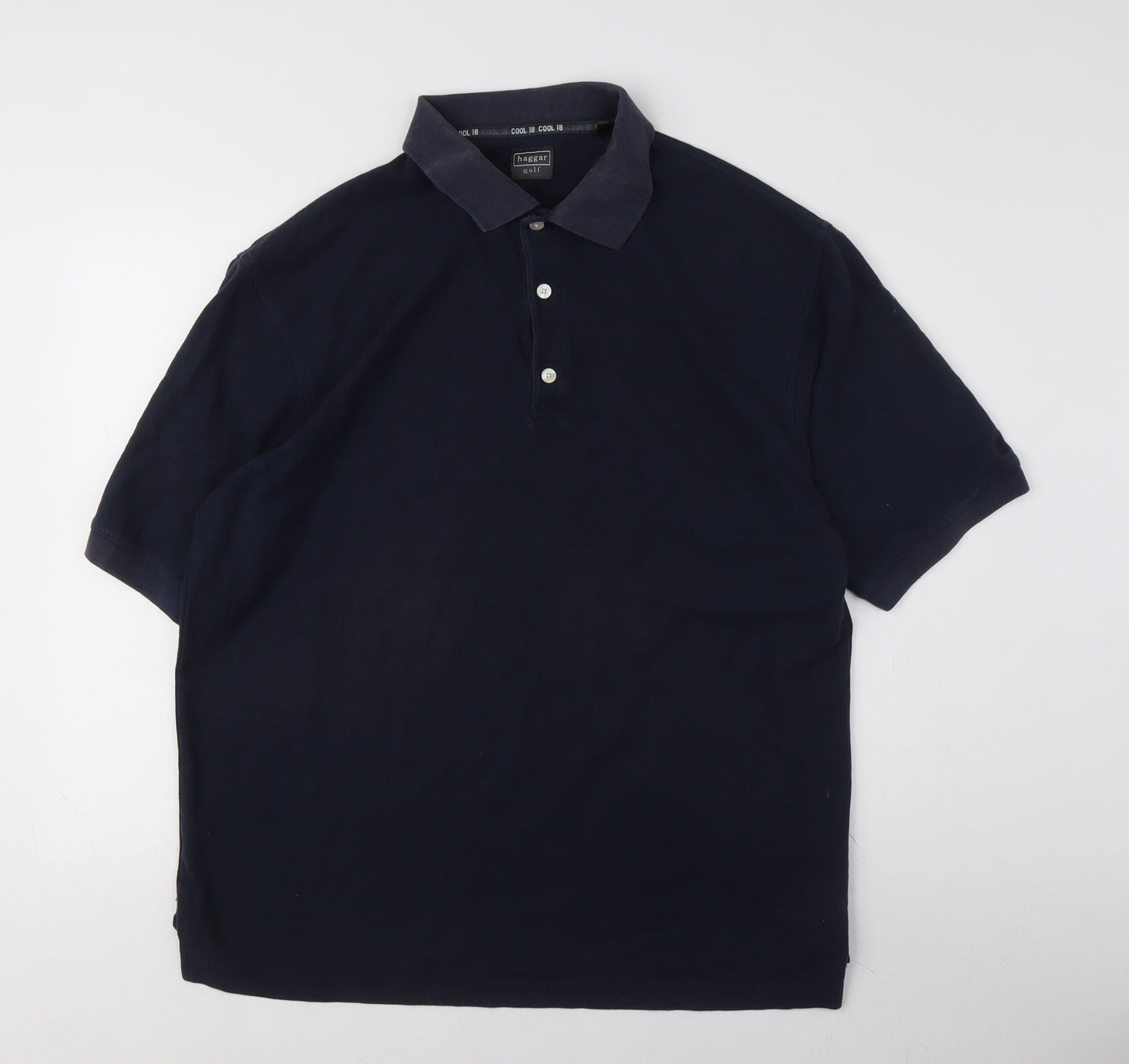 Hagger Men's Blue Polo Shirt, Size L, Short Sleeves
