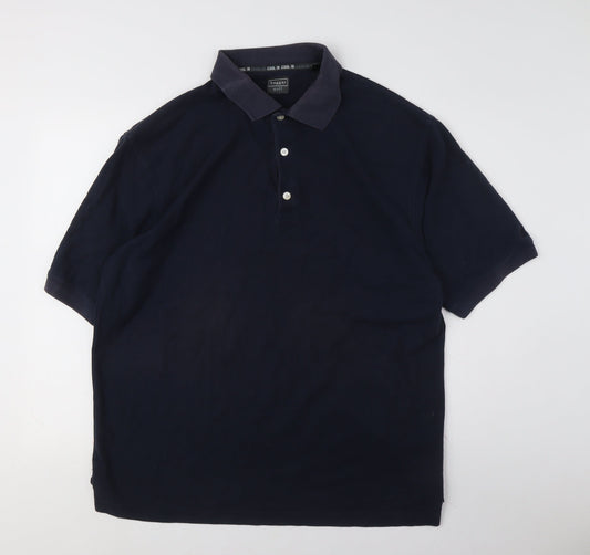 Hagger Men's Blue Polo Shirt, Size L, Short Sleeves