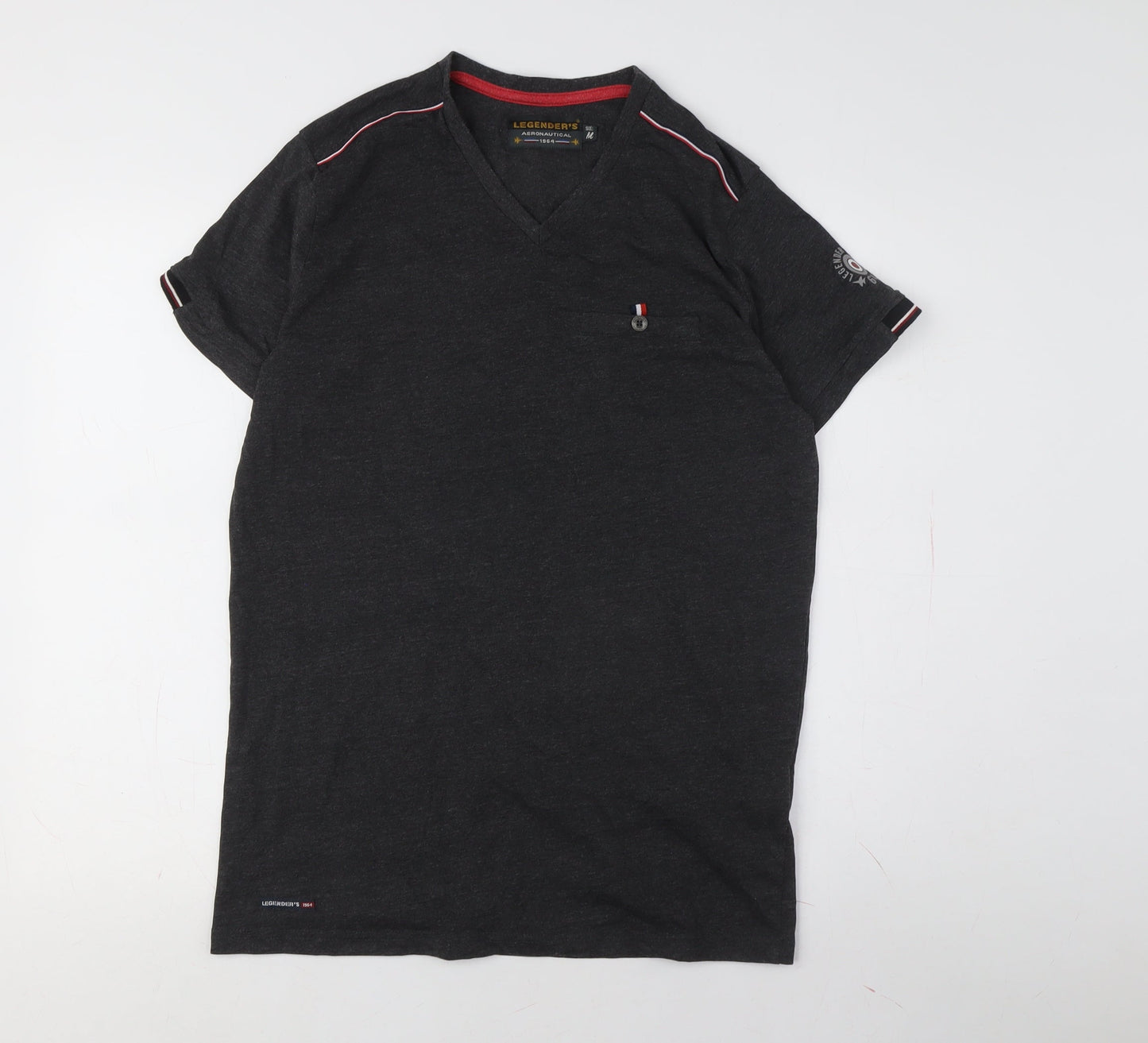 Legend's Men Black V-Neck Contrast Trim T-Shirt M