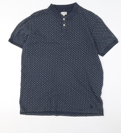 Jack Wills Men's Blue Geometric Polo Shirt L